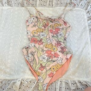 Dippin' Daisys Floral One Piece in Pink and Yellow